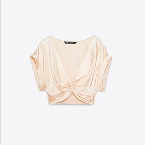ZARA Knotted Satin Effect Top TRF